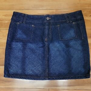 Nautica Size 12 Dark Blue Mini Skirt With Front Pockets & Zip Fly